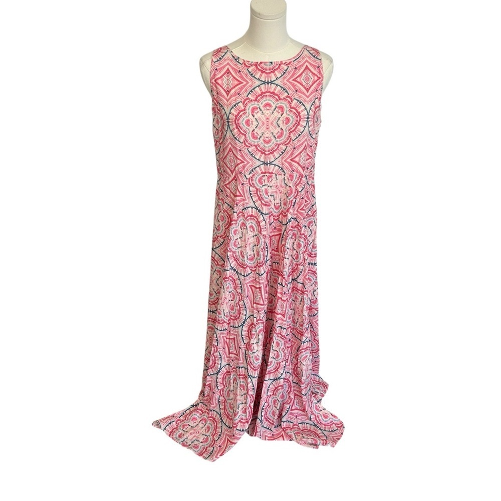 Sundance Handkerchief Hem Rayon Pink Pattern Dress Size 14
